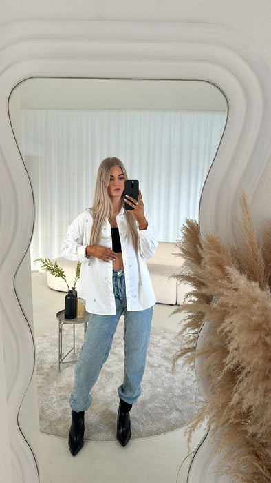 Bluse Weiß mit Glitzersteinen