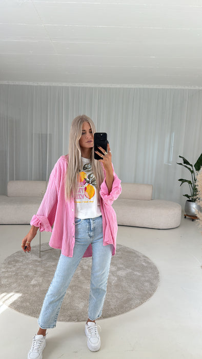Musselinbluse Rosa/Stripes
