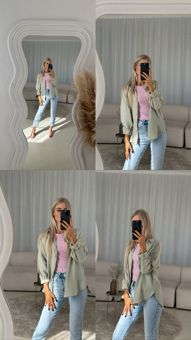 Musselinbluse Mintgrün