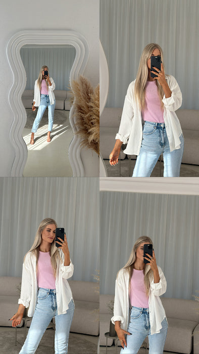 Musselinbluse Weiß