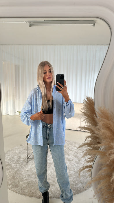 Bluse Blue Glitzersteinen