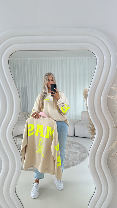 Sweatshirt Namaste Beige/Neon Gelb