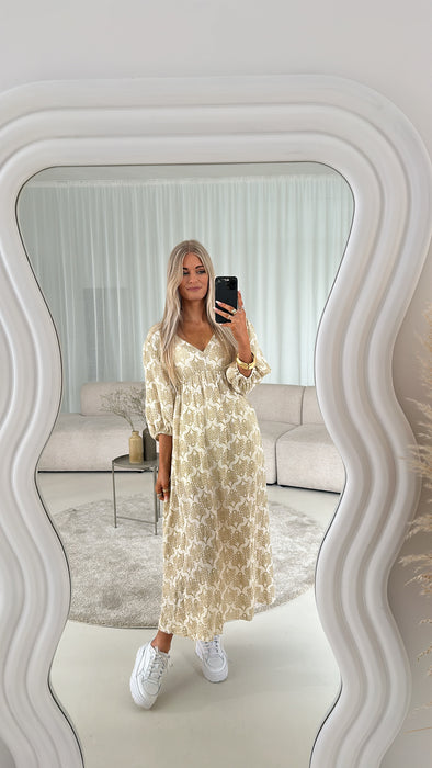 Kleid mit Print 07 Beige