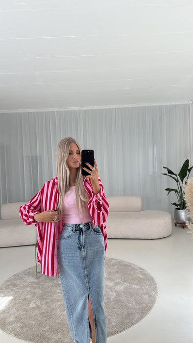 Musselinbluse Pink/Rot