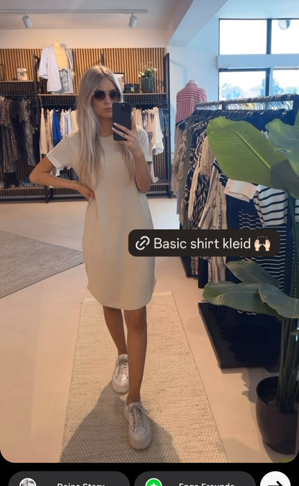 Basic T-Shirt Kleid Beige - Ohne Rückgaberecht