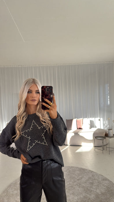 Pullover Stern Glitzer Dunkel