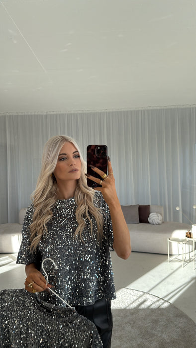 Oversize T-Shirt Glitzer Grey