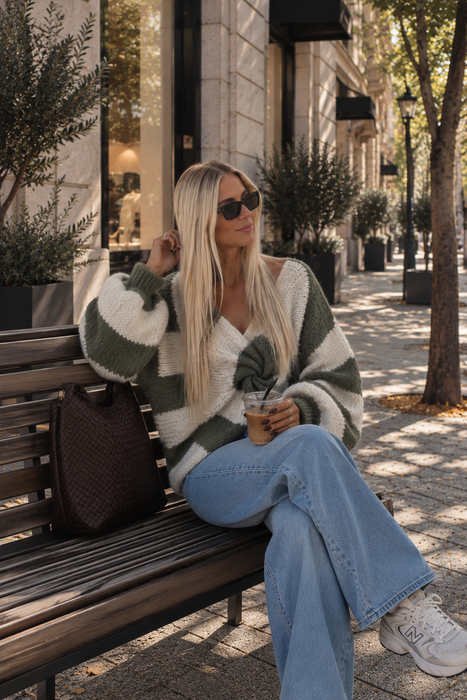 Pullover Knotendetails Khaki