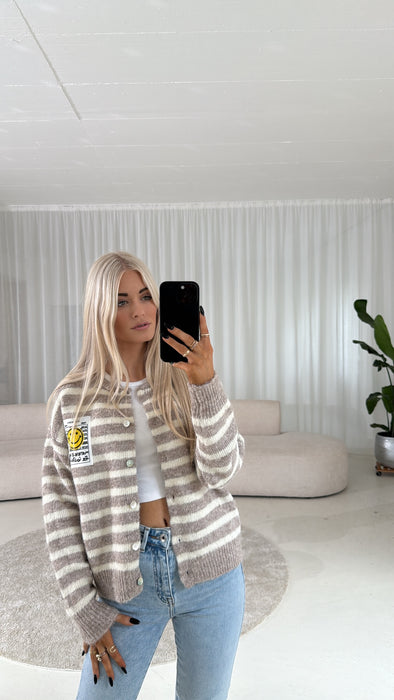 Cardigan Stripes Beige/Weiß