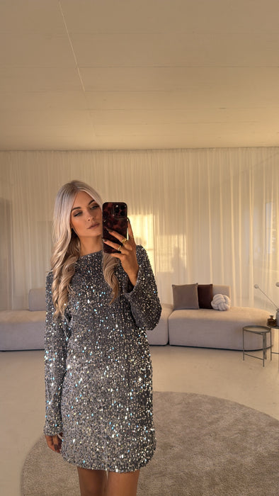 Dress Silber mit Schleife Glitzer Kleid ✨