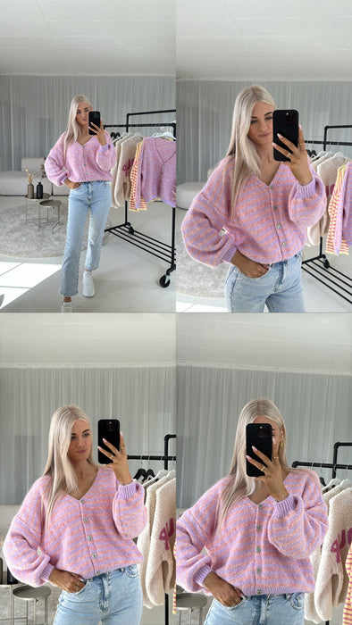 Basic Cardigan Lavendel/ Rose Stripes