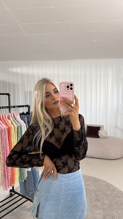 Mesh Oberteil Black Floral