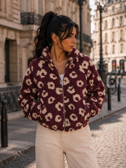 Teddyjacke Leo Burgunder