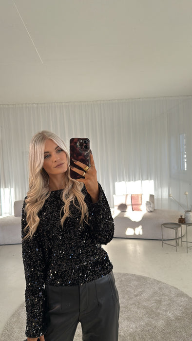 Glitzeroberteil mit Schleife Black