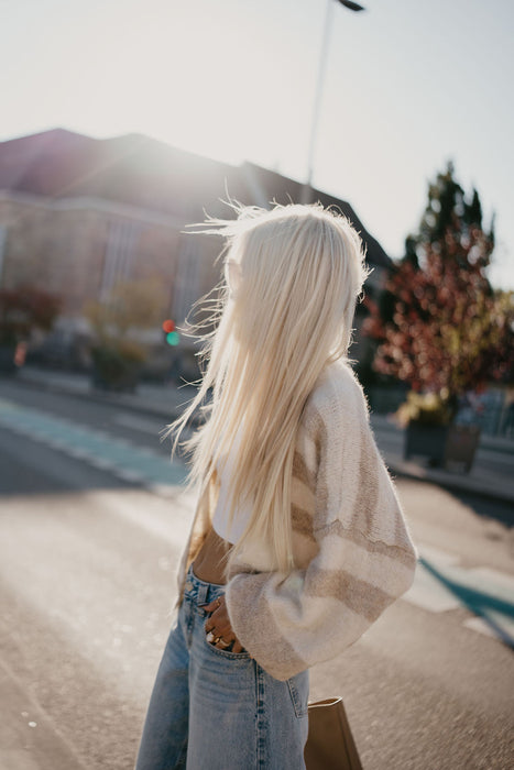Cardigan  Beige/Weiß