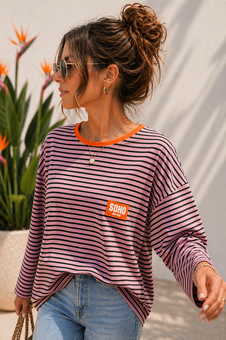 Longsleve Stripes Soho Rosé/Black