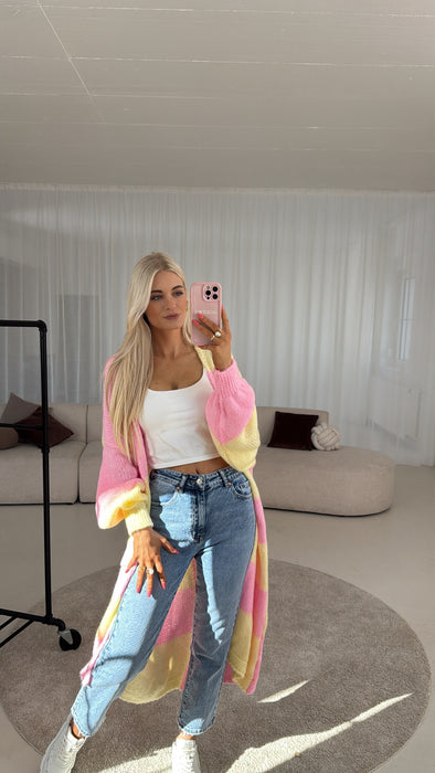 Long Cardigan Pink/Gelb