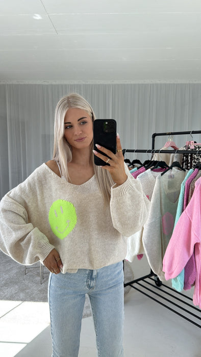 Pullover Smily Neongelb/Beige