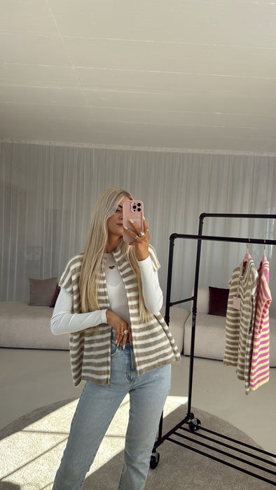 Weste Stripes Beige/Weiß