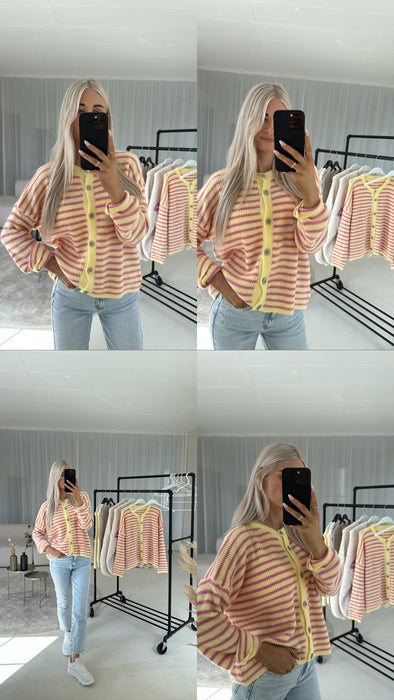 Basic Cardigan Gelb/Pink
