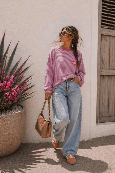 Longsleve Stripes Soho Grey/Rosa