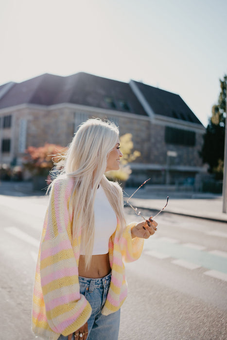 Cardigan Rainbow Gelb/Rosé
