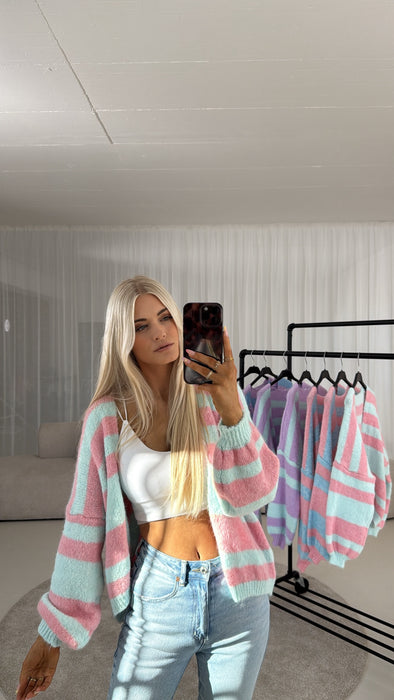 Cardigan Candy - Aqua/Rosé