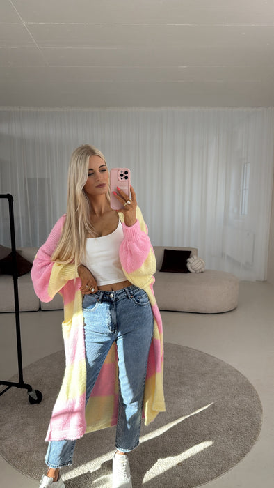 Long Cardigan Pink/Gelb