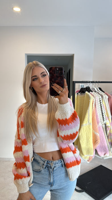 Cardigan Trio Rosa/Orange