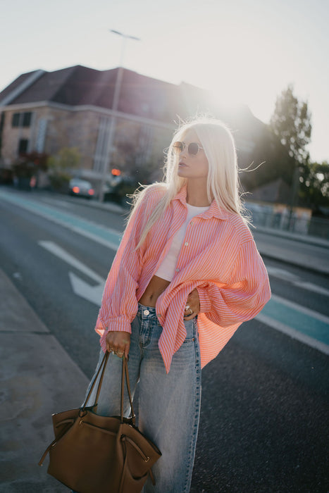 Musselinbluse Stripes Pink/Orange