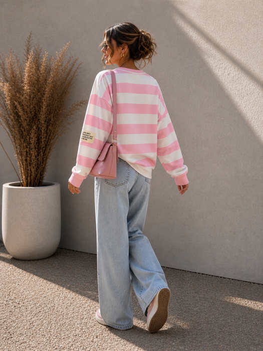 Butterstoff Sweater Rose/Weiß- Ohne Rückgaberecht