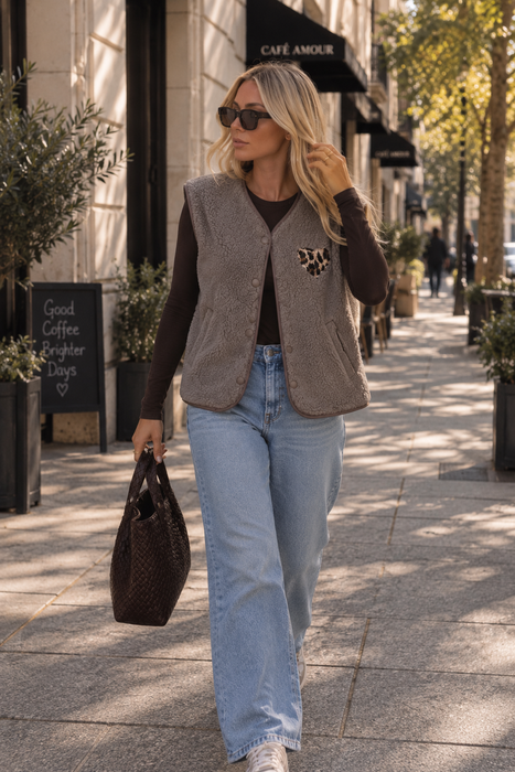 Teddyweste Taupe