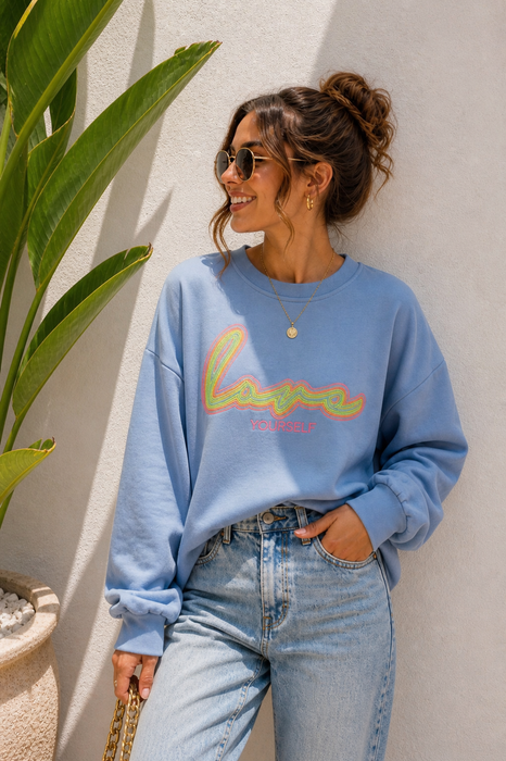 Sweater Love Yourself Blau- Ohne Rückgaberecht