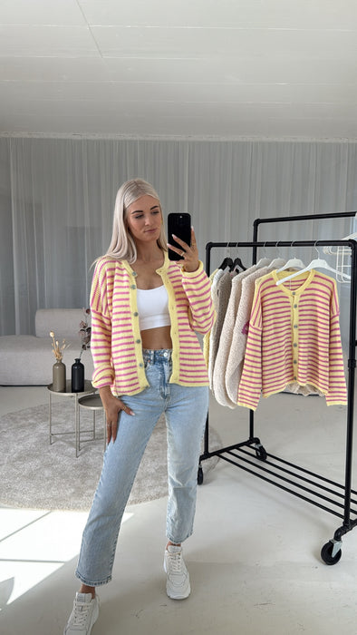 Basic Cardigan Gelb/Pink