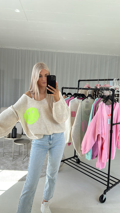 Pullover Smily Neongelb/Beige