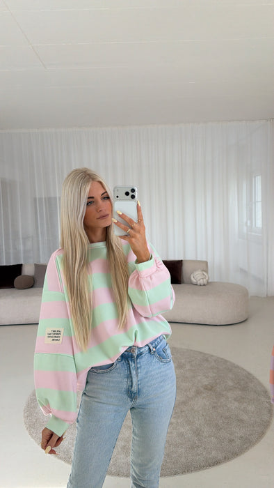 Sweater Stripes Butterstoff Mint/Rosé