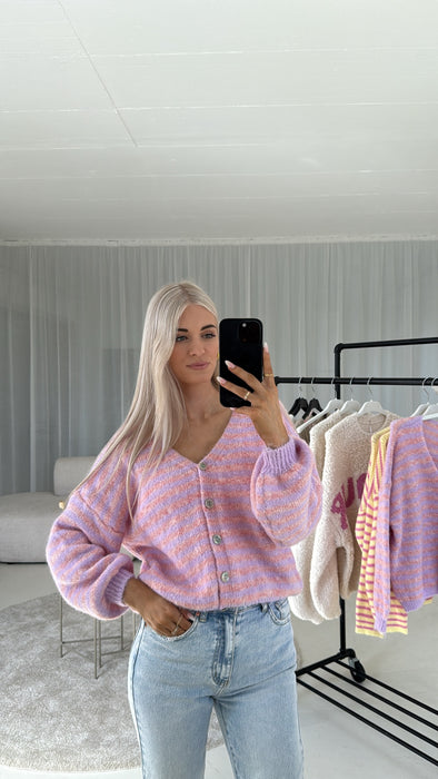 Basic Cardigan Lavendel/ Rose Stripes
