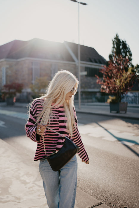 Pullover Stripes Weinrot/Rosa