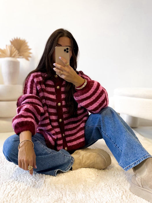 Weicher Cardigan Pink-Burgunder