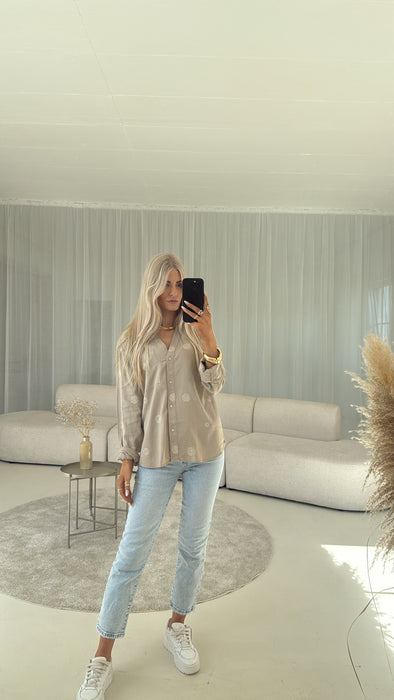 Leinenhemd Boho Beige