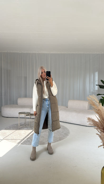 Weste Taupe Lang
