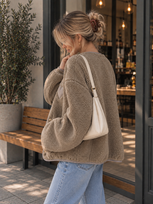 Teddyjacke mit Herz Beige