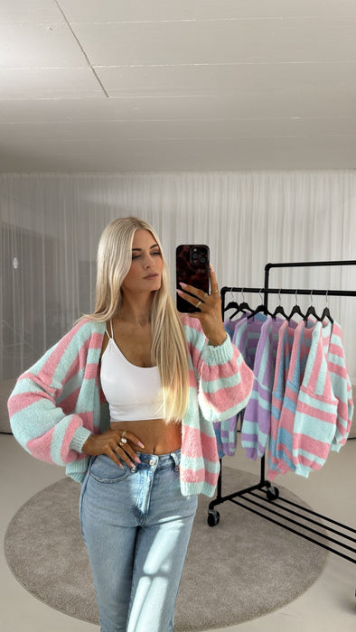 Cardigan Candy - Aqua/Rosé