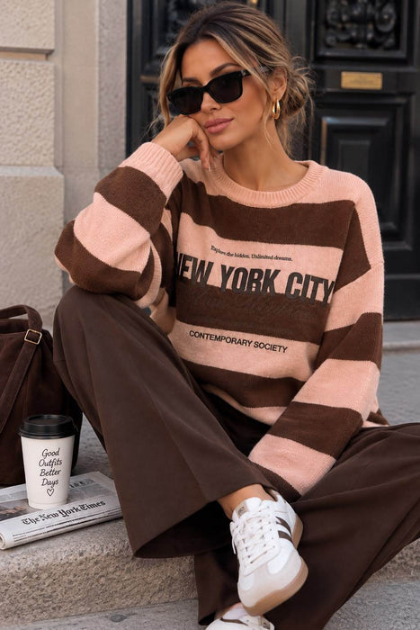 Strickpulli New York Braun-Altrosa