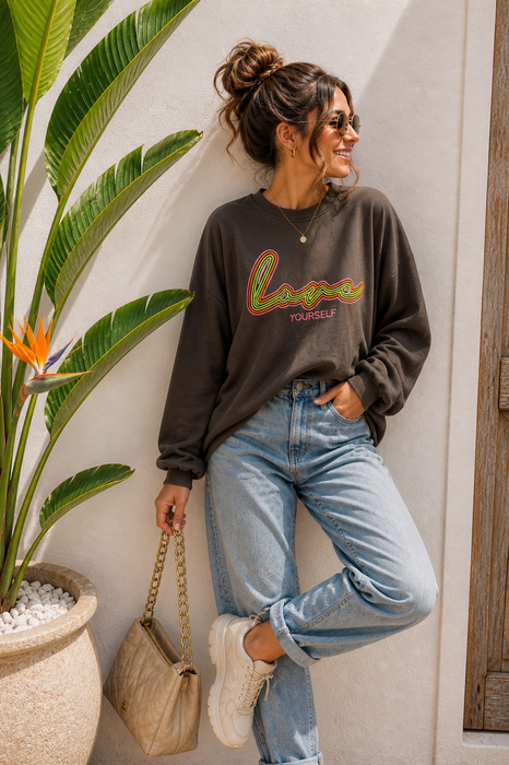 Sweater Love Yourself Braun -Ohne Rückgaberecht
