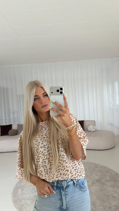 T-Shirt Leo Beige/Weiß