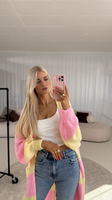 Long Cardigan Pink/Gelb