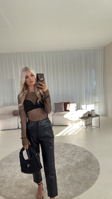 Netz Glitzer Oberteil Black