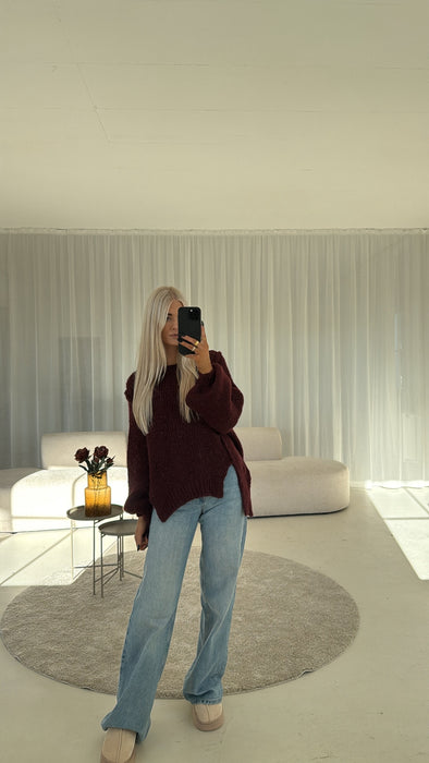 Weicher Strickpullover Burgunder