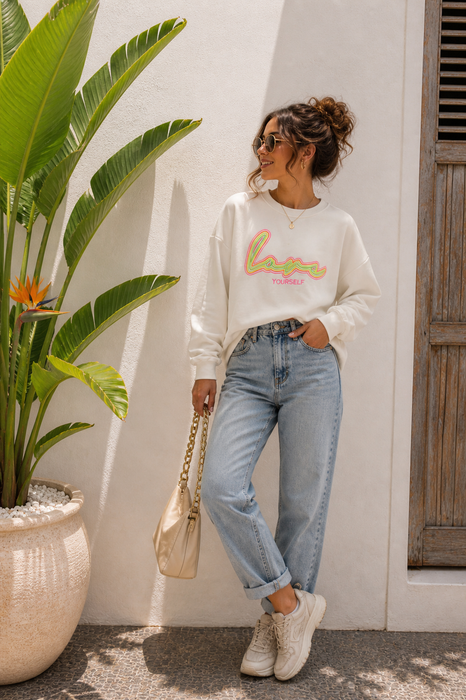 Sweater Love Yourself Weiß - Ohne Rückgaberecht